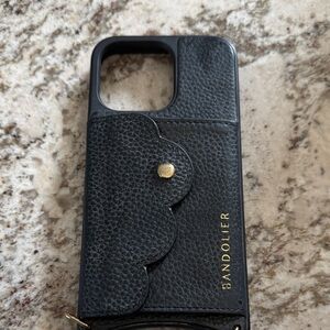 Bandolier Hailey 13 pro Black and Gold Leather Phone Case